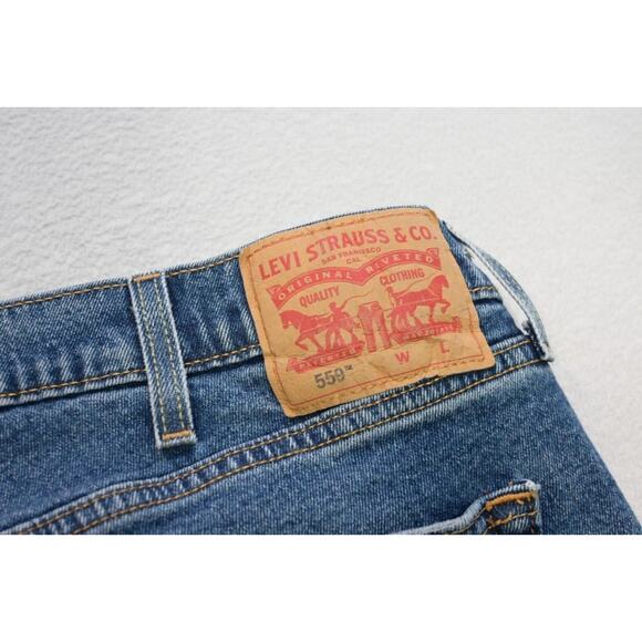 Levi's 559 Relaxed Straight Fit Stretch Rugged Blue Denim Jeans Mens Sz 42 x 36 - Picture 1 of 8